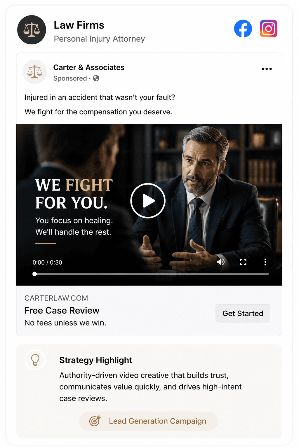 Example Meta ad creative with service-focused messaging.